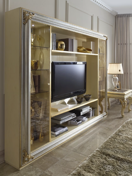 35TH ANNIVERSARY 2900 - Wood and glass TV cabinet with shelves by SCAPPINI & C - view 3